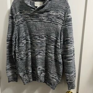 Sun + Stone men's shawl collar variegated cotton sweater